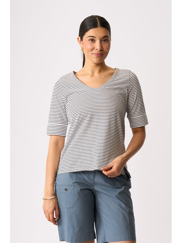 Esplanade V Neck Elbow Sleeve Top