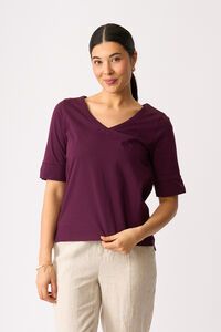 Esplanade V Neck Elbow Sleeve Top