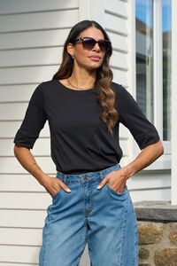 Esplanade Wide Neck Elbow Sleeve Tee