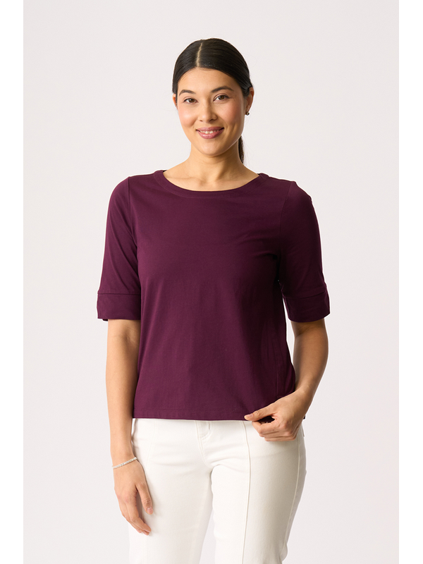 Esplanade Wide Neck Elbow Sleeve Tee
