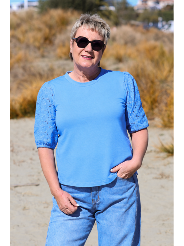 Memo Broderie Sleeve Top