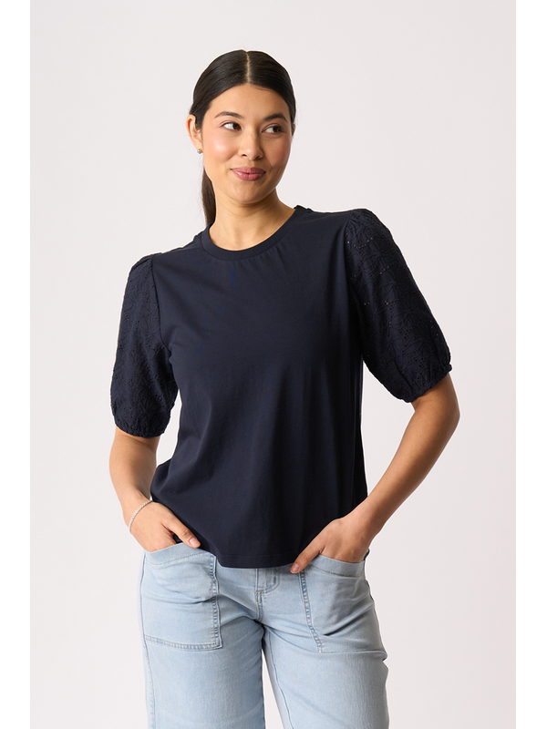 Memo Broderie Sleeve Top