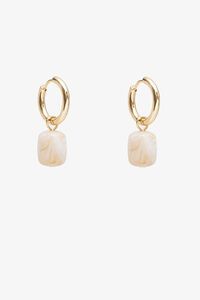 Antler Stone Drop Earrings - Vanilla