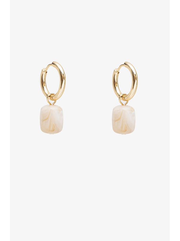 Antler Stone Drop Earrings - Vanilla