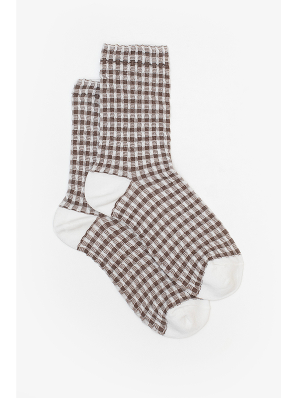 Antler Cocoa Gingham Sock