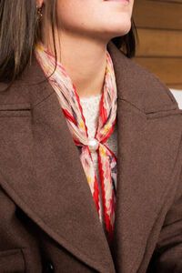 Antler Pleated Pearl Fasten Neck Tie - Bloom