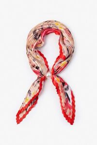 Antler Pleated Pearl Fasten Neck Tie - Bloom