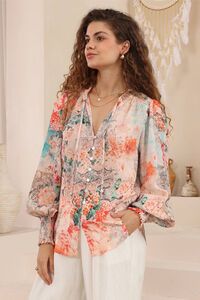 Iris Maxi Camellia Bishop Sleeve Top