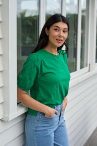 Memo Broderie Sleeve Top