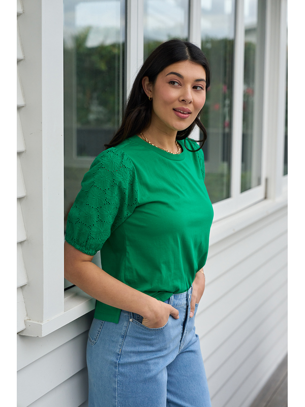 Memo Broderie Sleeve Top