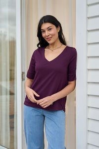Esplanade V Neck Elbow Sleeve Top