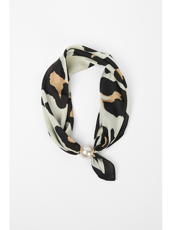 Stella + Gemma Black and Cream Leopard Scarf