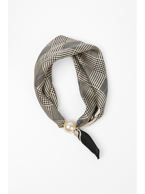 Stella + Gemma Geometric Black and Taupe Scarf