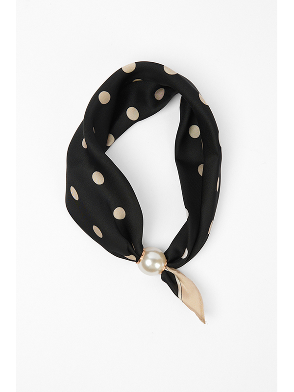 Stella + Gemma Black with Taupe Dots Scarf