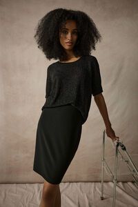 Joseph Ribkoff Metallic Knitted Rhinestone T-Shirt