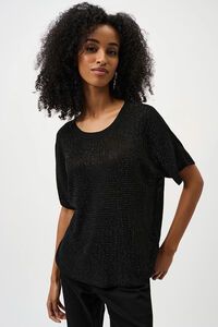 Joseph Ribkoff Metallic Knitted Rhinestone T-Shirt