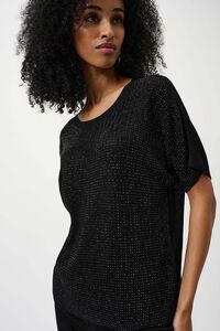 Joseph Ribkoff Metallic Knitted Rhinestone T-Shirt