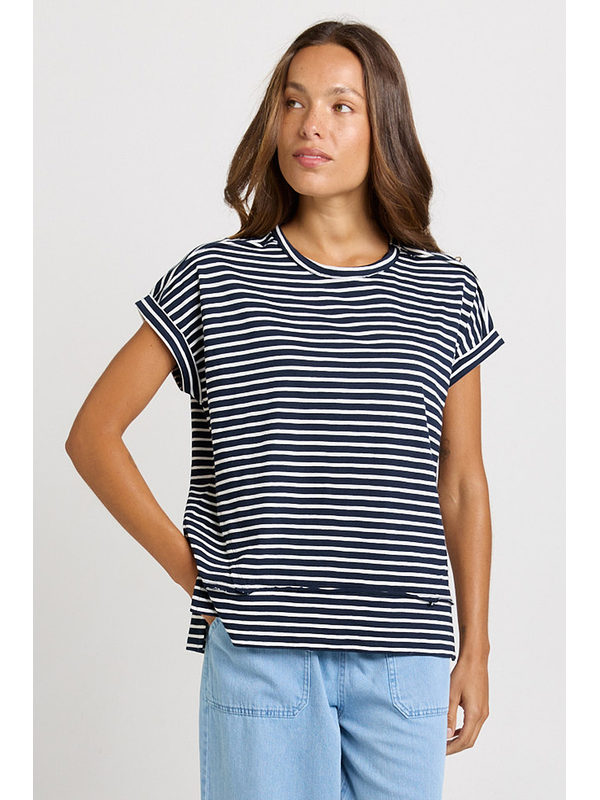 Betty Basics Shirley Navy Short Sleeve Tee