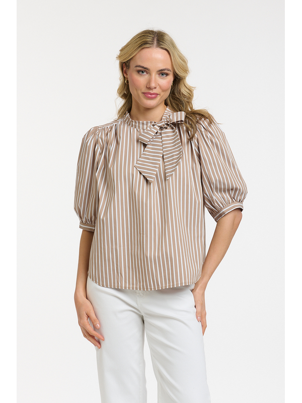 Urban Luxury Striped Bow Blouse