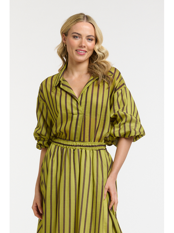 Urban Luxury Striped Puff Sleeve Shirt