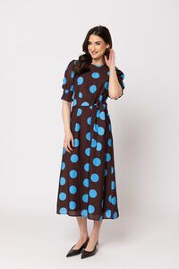 Leila + Luca Bold Blue Spot Gathering Dress