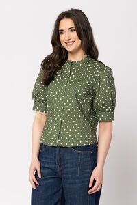 Leila + Luca Olive Spot Serene Shirt