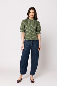 Leila + Luca Olive Spot Serene Shirt