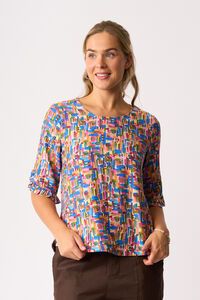 Foil Ruffle Sleeve Scoop Top