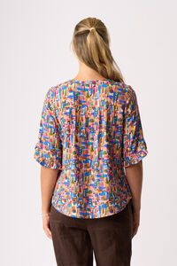 Foil Ruffle Sleeve Scoop Top