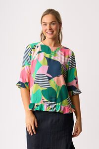 Foil Scoop Hem Top