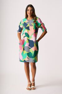 Foil Shirr The Cuff Dress