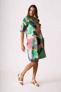 Foil Shirr The Cuff Dress