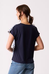 Memo Contrast Front Drop Shoulder Top