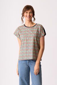 Memo Contrast Front Drop Shoulder Top
