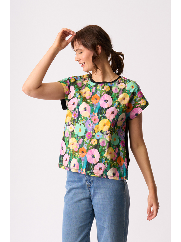 Memo Contrast Front Drop Shoulder Top