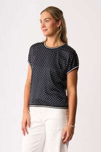Memo Knit Back Round Neck Top