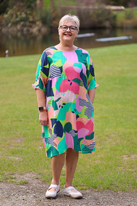 Foil Shirr The Cuff Dress