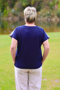 Memo Contrast Front Drop Shoulder Top