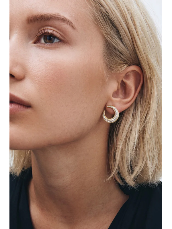Edblad Wishbone Sparkle Gold Hoops Earrings