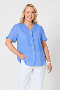 Gordon Smith Audrey Ruffle Detail Linen Top