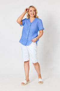 Gordon Smith Audrey Ruffle Detail Linen Top