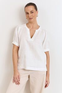 Adorne Harrie Pleated Linen Top