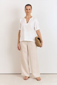 Adorne Harrie Pleated Linen Top