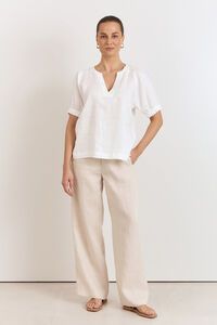 Adorne Harrie Pleated Linen Top
