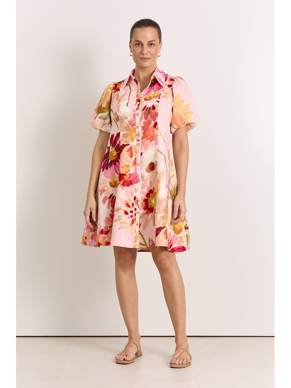 Adorne Amalie Linen Short Dress