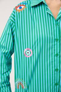 Haven Mykonos Embroidered Stripe Shirt