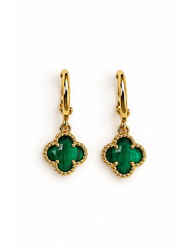 Tiger Tree Green Crystal Felice Huggies Earrings