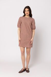 Seeking Lola Chestnut Check Fun Shift Dress