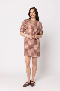 Seeking Lola Chestnut Check Fun Shift Dress