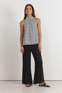 Adorne Kendra High Neck Chevron Print Top